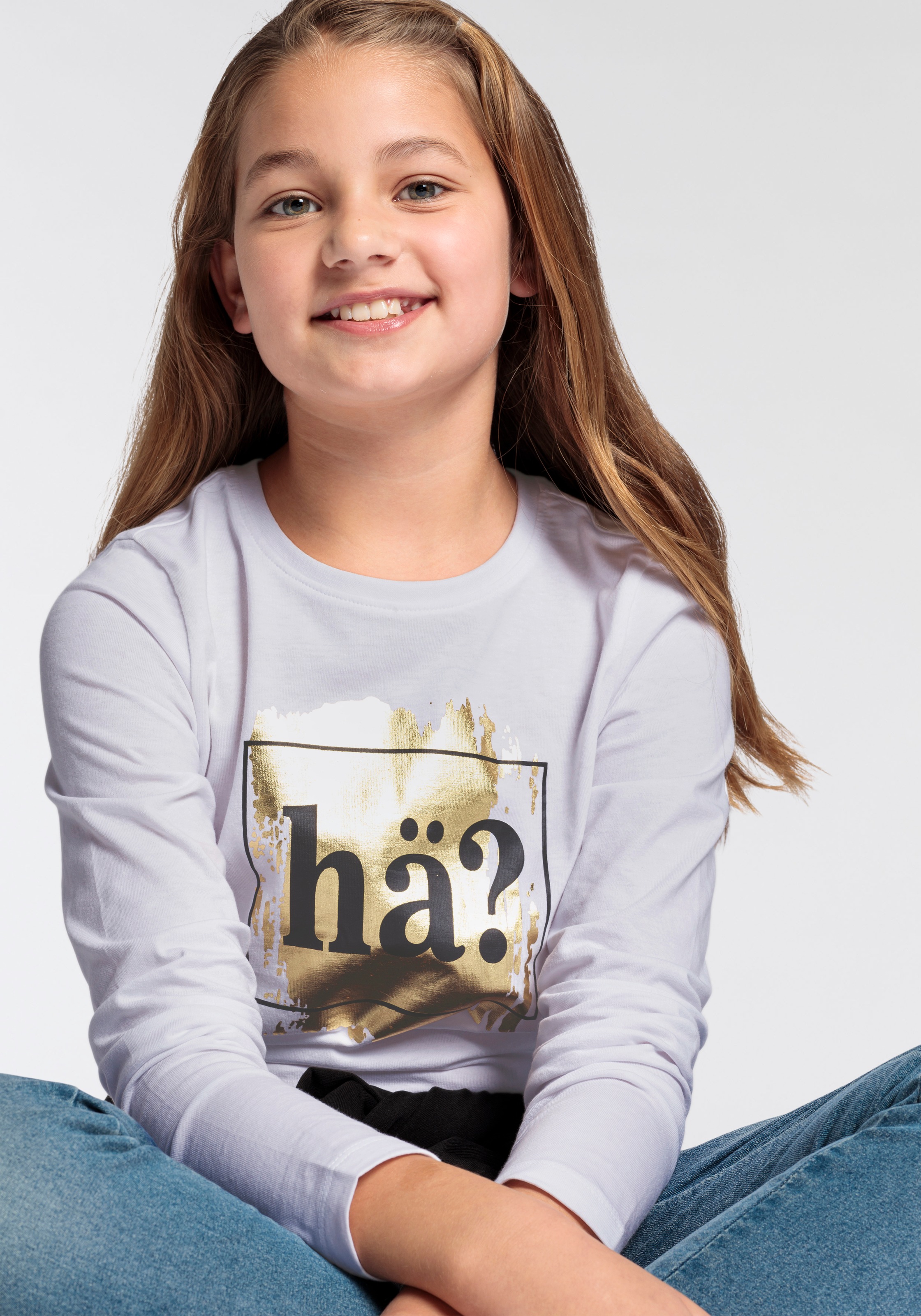 KIDSWORLD Langarmshirt »Sprücheshirt«, Langarm,  taillierter Schnitt,  mit stylischem Druck