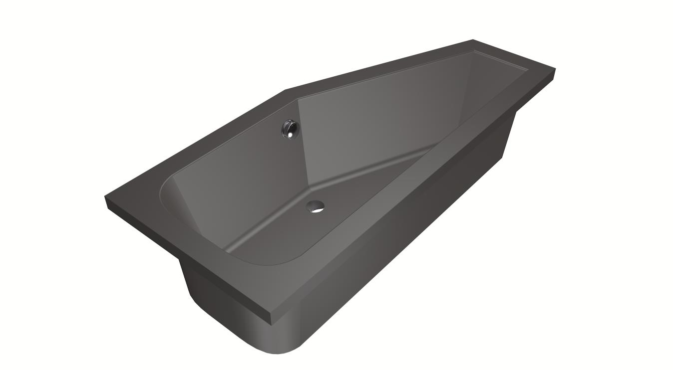 Xenz Lagoon Compact badkuip rechts 170x75x45cm antraciet