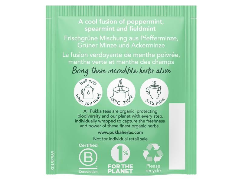Pukka Teebeutel Bio-Tee Drei Minze 20 Stück Kühl-erfrischender Bio-Tee