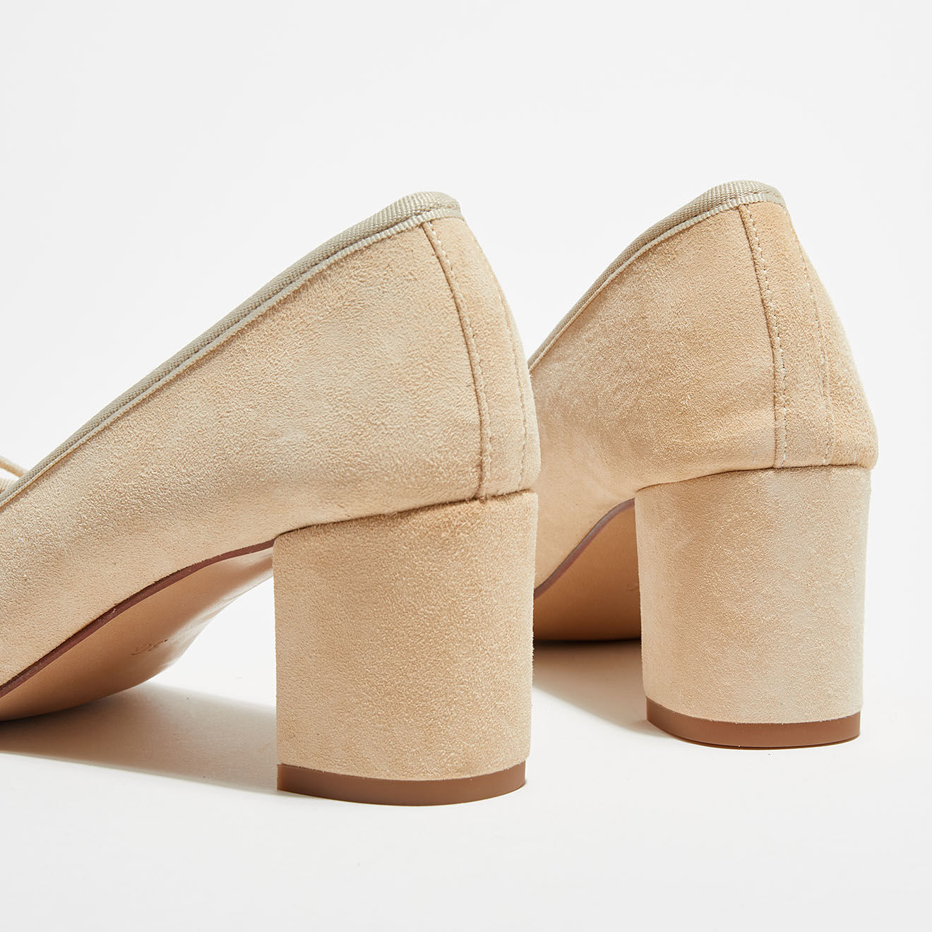 Quartier Latin Ballerines en Velours de Cuir Sophie beiges  - Talon 6 cm