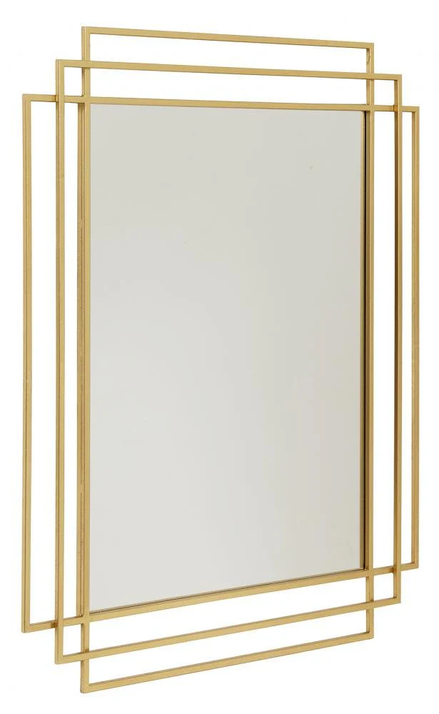 Nordal  Square spejl i jern, guldfarvet finish - 97x76 cm.