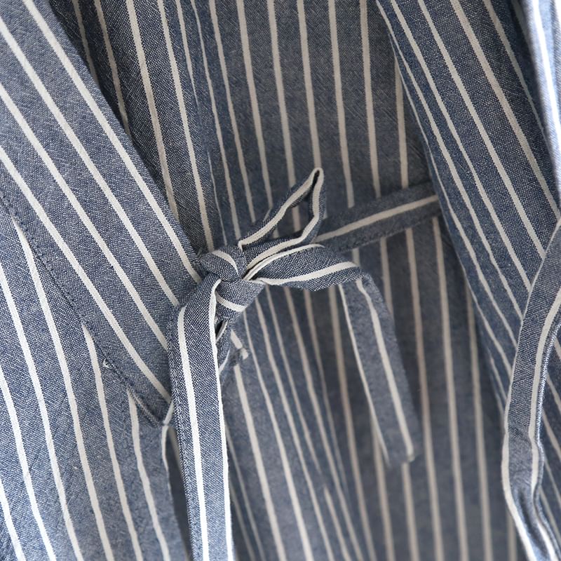 Finlies - Pyjamaset: gestreepte wikkeltop met korte mouwen + shorts