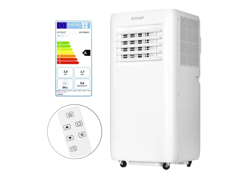 Activejet bærbar klimaanlægget KPS-7000APP (TUYA Smart), A, 0,8 kWh, 220-240 V, 50 Hz, 2000 W, 750 W