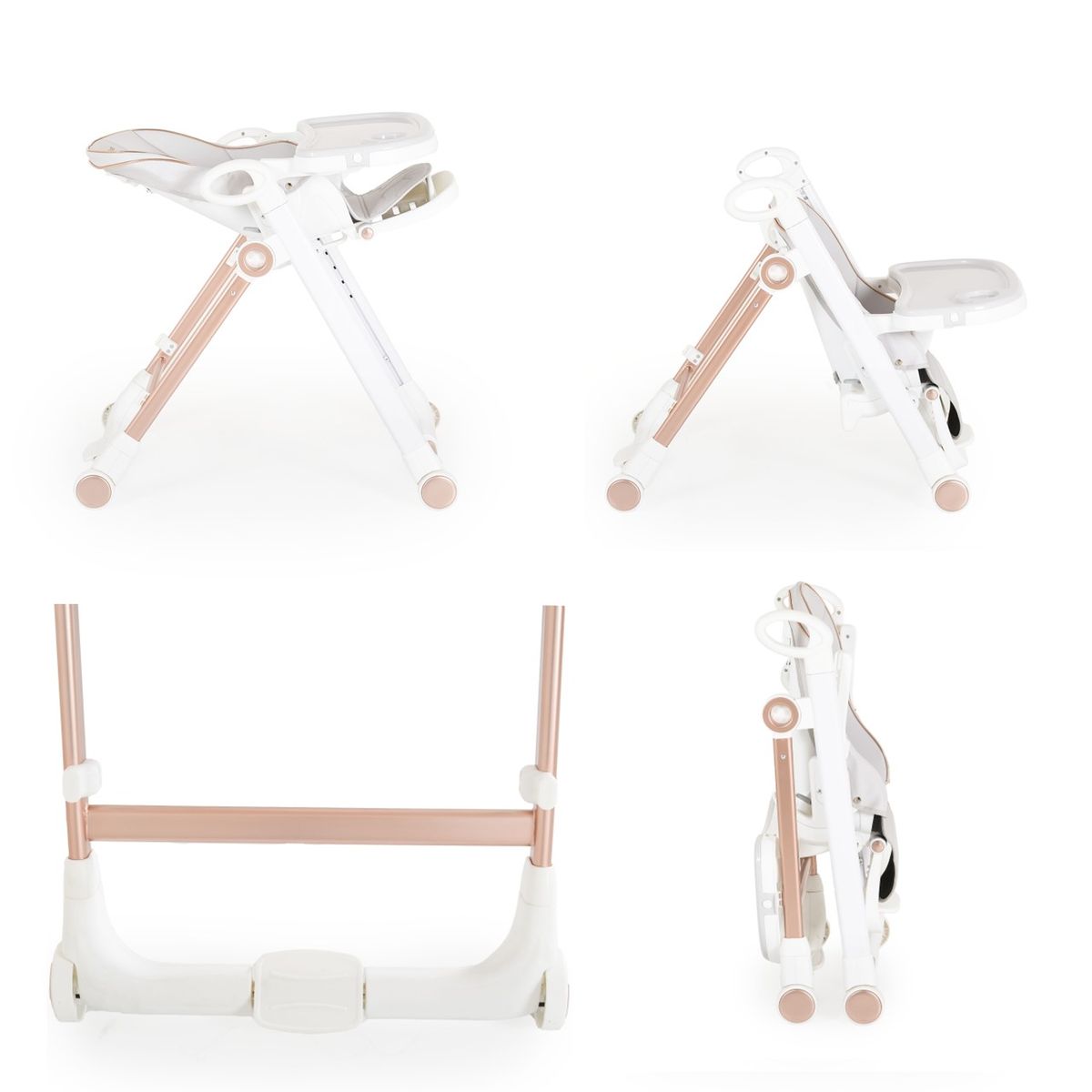 Cangaroo Kinderhochstuhl Prime klappbar höhenverstellbar Räder Gurt Babyliege weiß