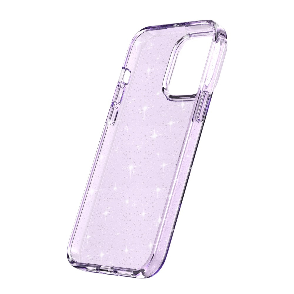 iPhone 15 Pro Hybrid Hardcase Schutzhülle im Glitzer Design - Lila / Transparent