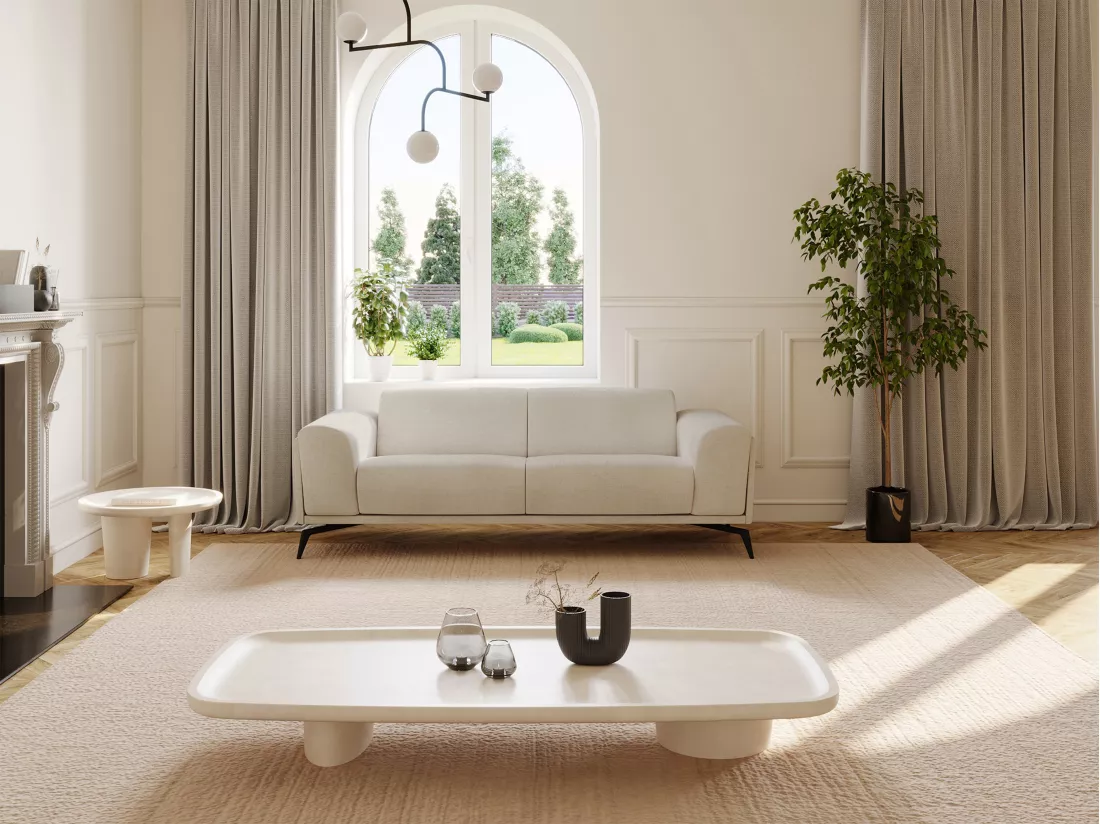 Canapé 3 places en tissu beige VUSARI