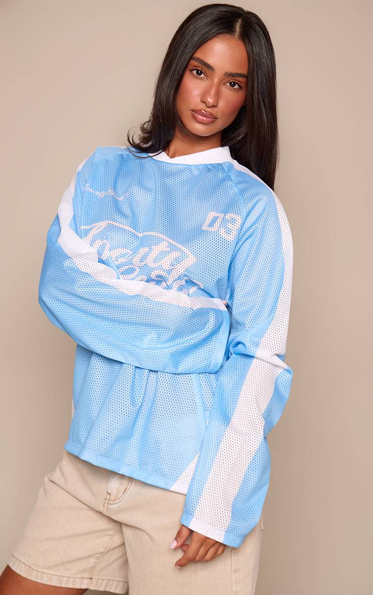 Bleu Layette Maillot De Sport Graphique À Manches Longues Petite