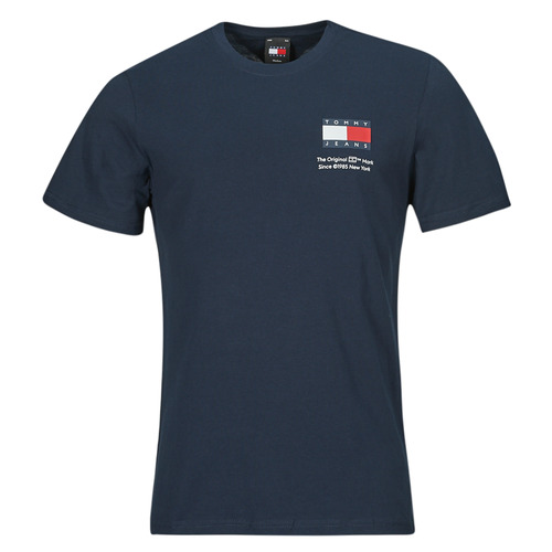 Tommy Jeans - TJM SLIM ESSENTIAL FLAG TEE EXT - Marine
