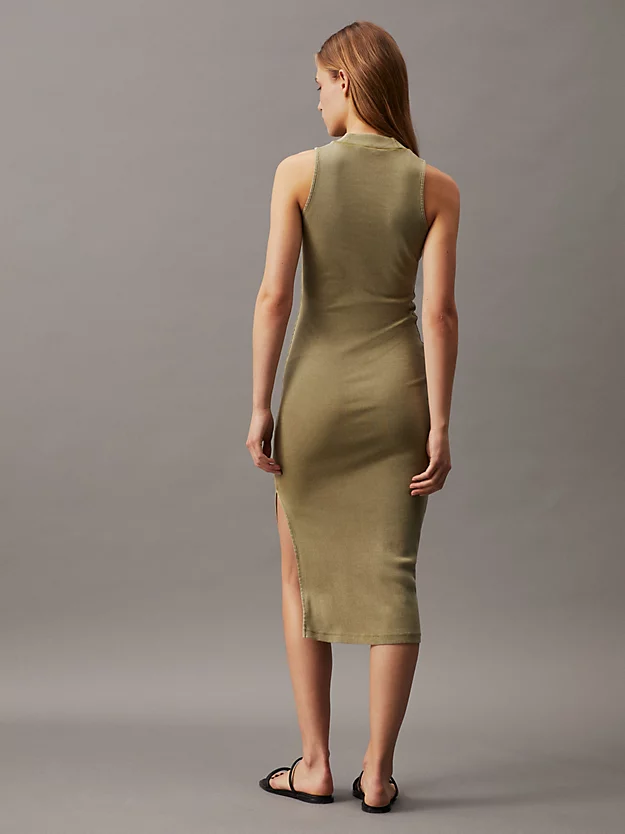 Vestido maxi justo de algodão canelado