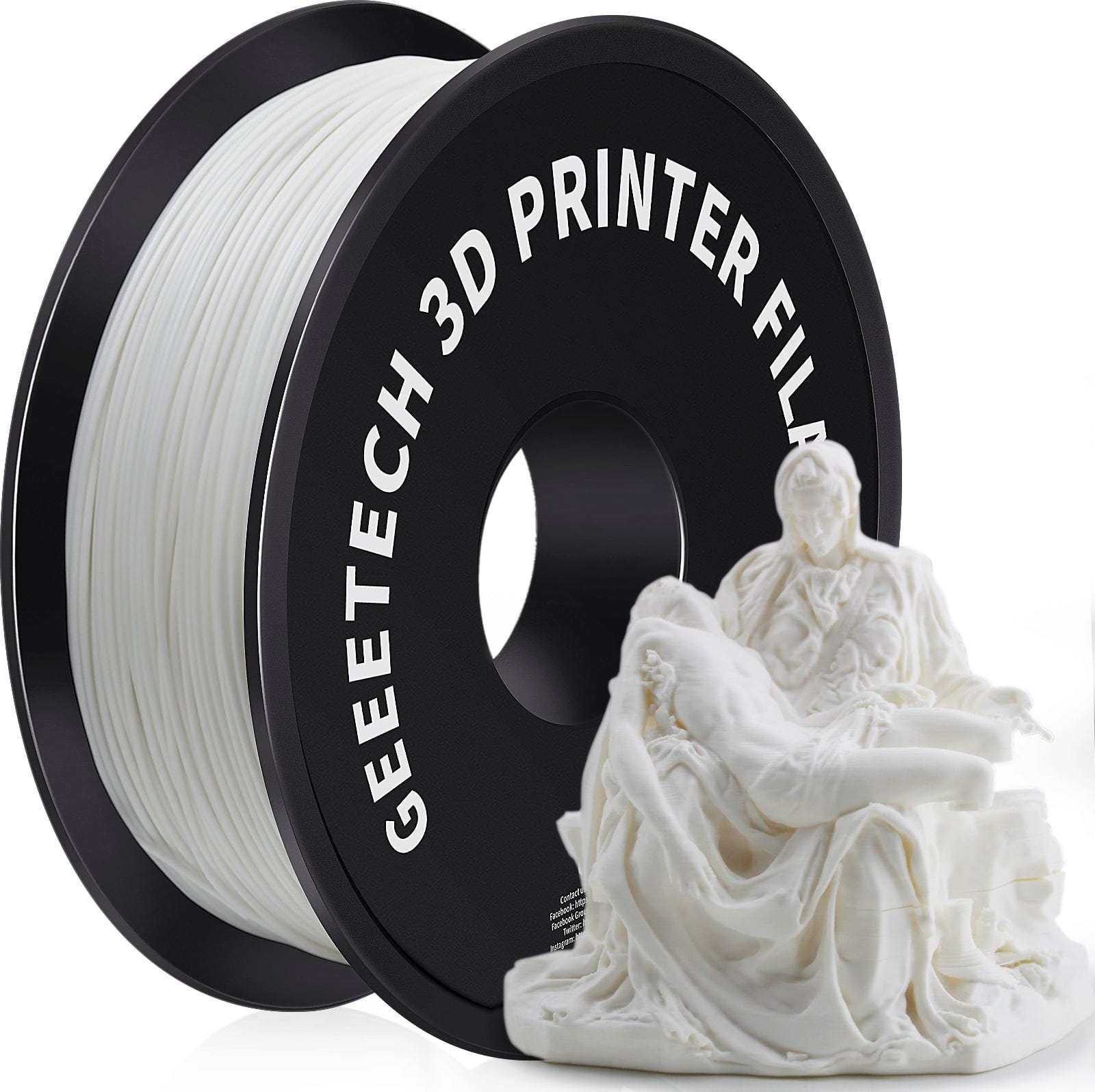 GEEETECH  ABS+ White, 1,75 mm / 1000 g    Beständiges ABS-Filament für robuste und langlebige Modelle