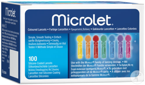 Ascensia Microlet Lancettes Colorées Siliconées 100 Lancettes