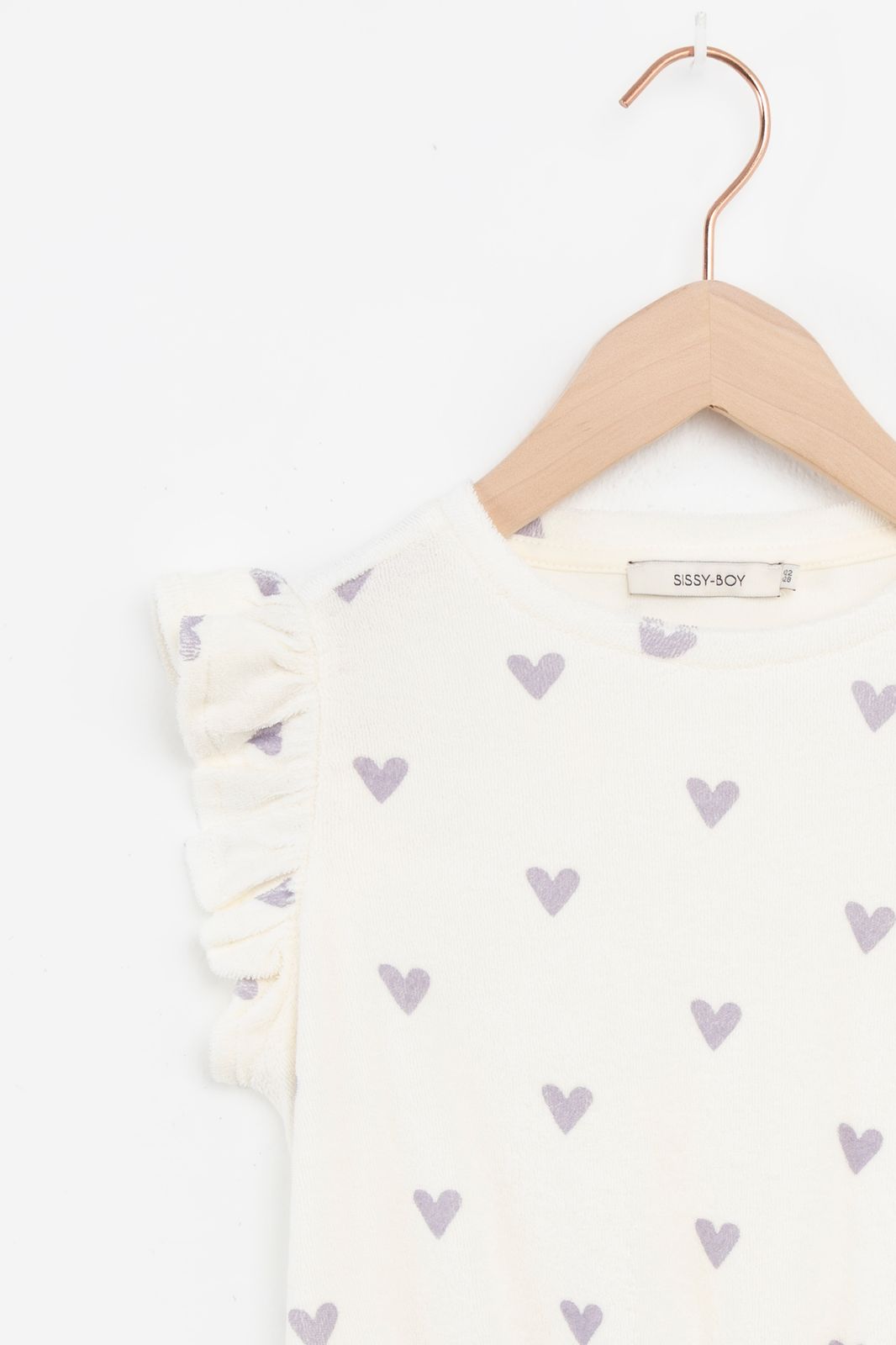 Off-white top met hartjesprint