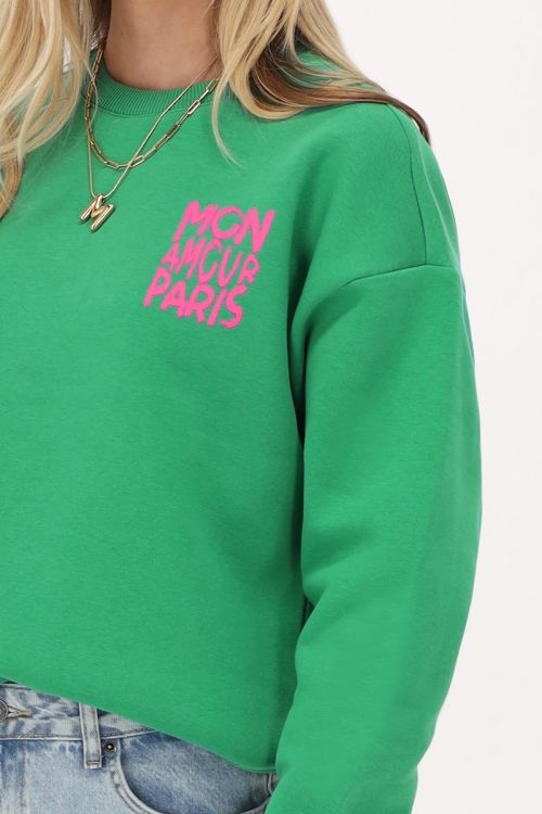 Groene sweater met roze 