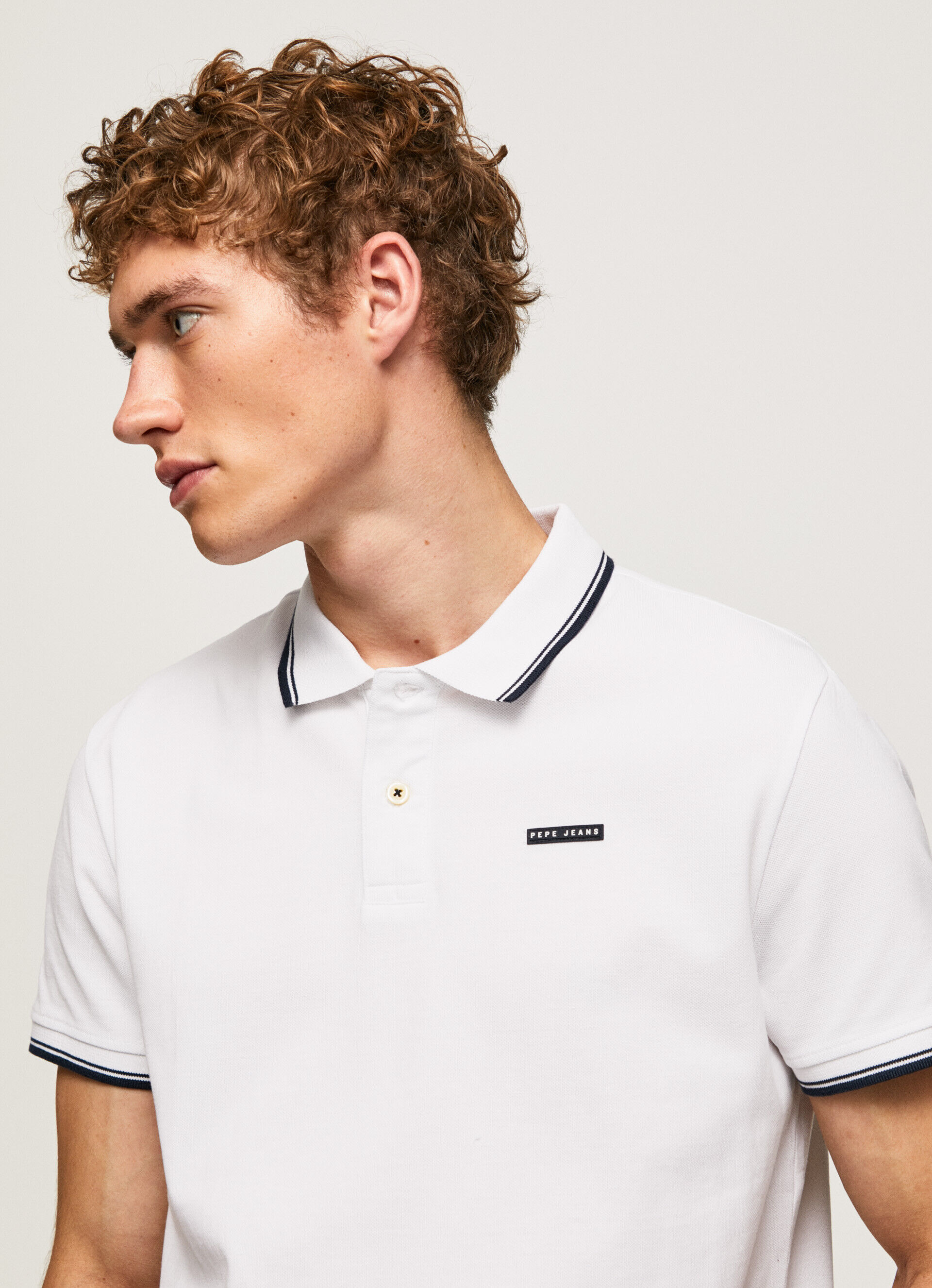 Camisa polo de algodão piqué com detalhes - branca