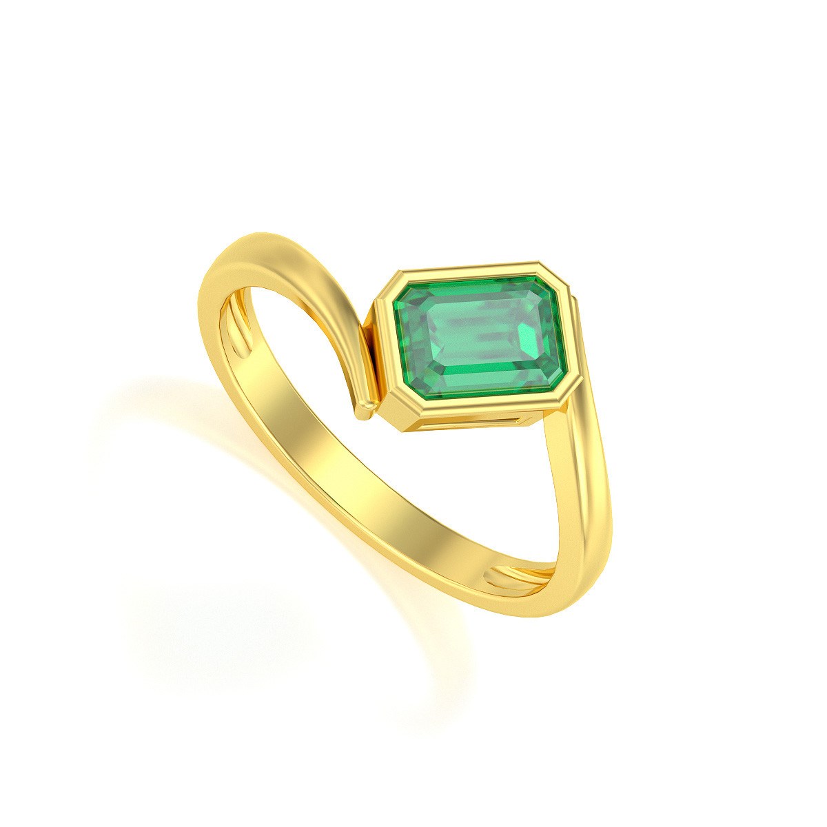 Bague ADEN Or 585 Jaune Emeraude 2.26grs