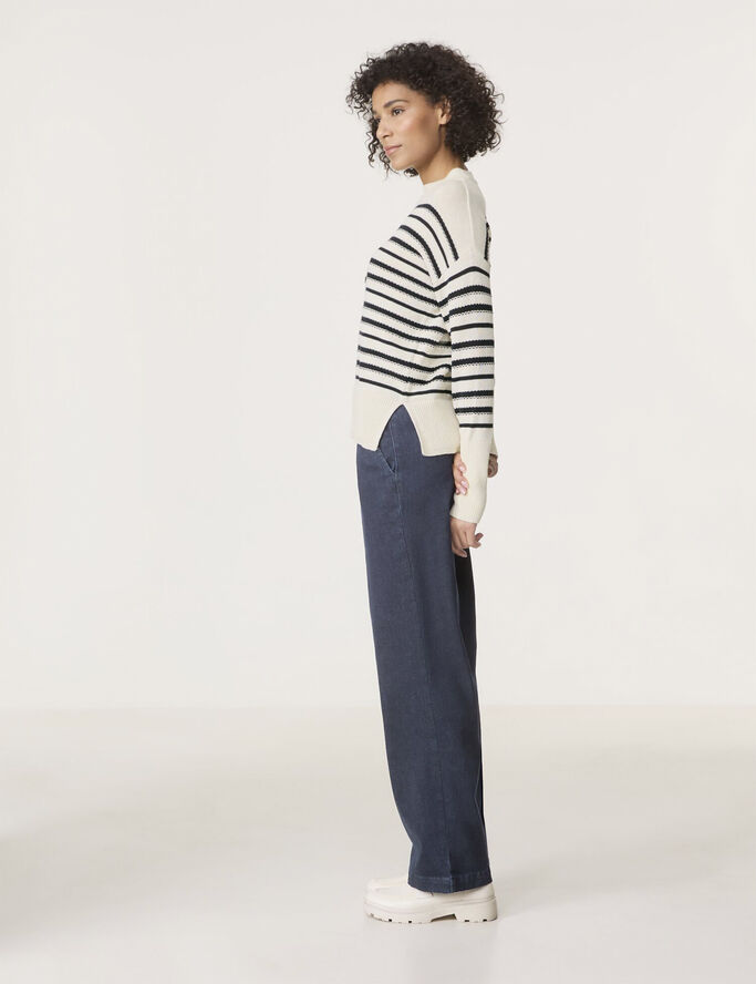 Gerry Weber PULLOVER 1/1 SLEEVE Cream/blakc striped