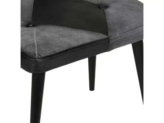 Fauteuil avec repose-pieds Noir Cuir véritable et toile