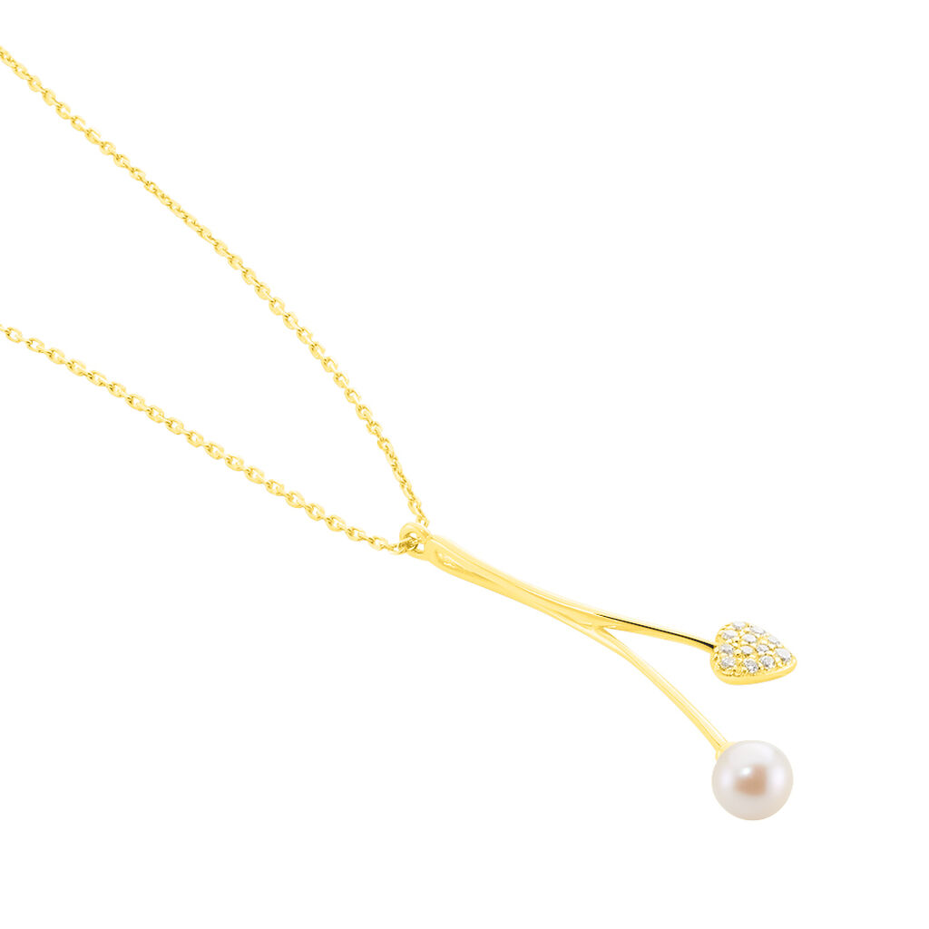 Collier Lucija Or Jaune Perle De Culture Et Oxyde De Zirconium