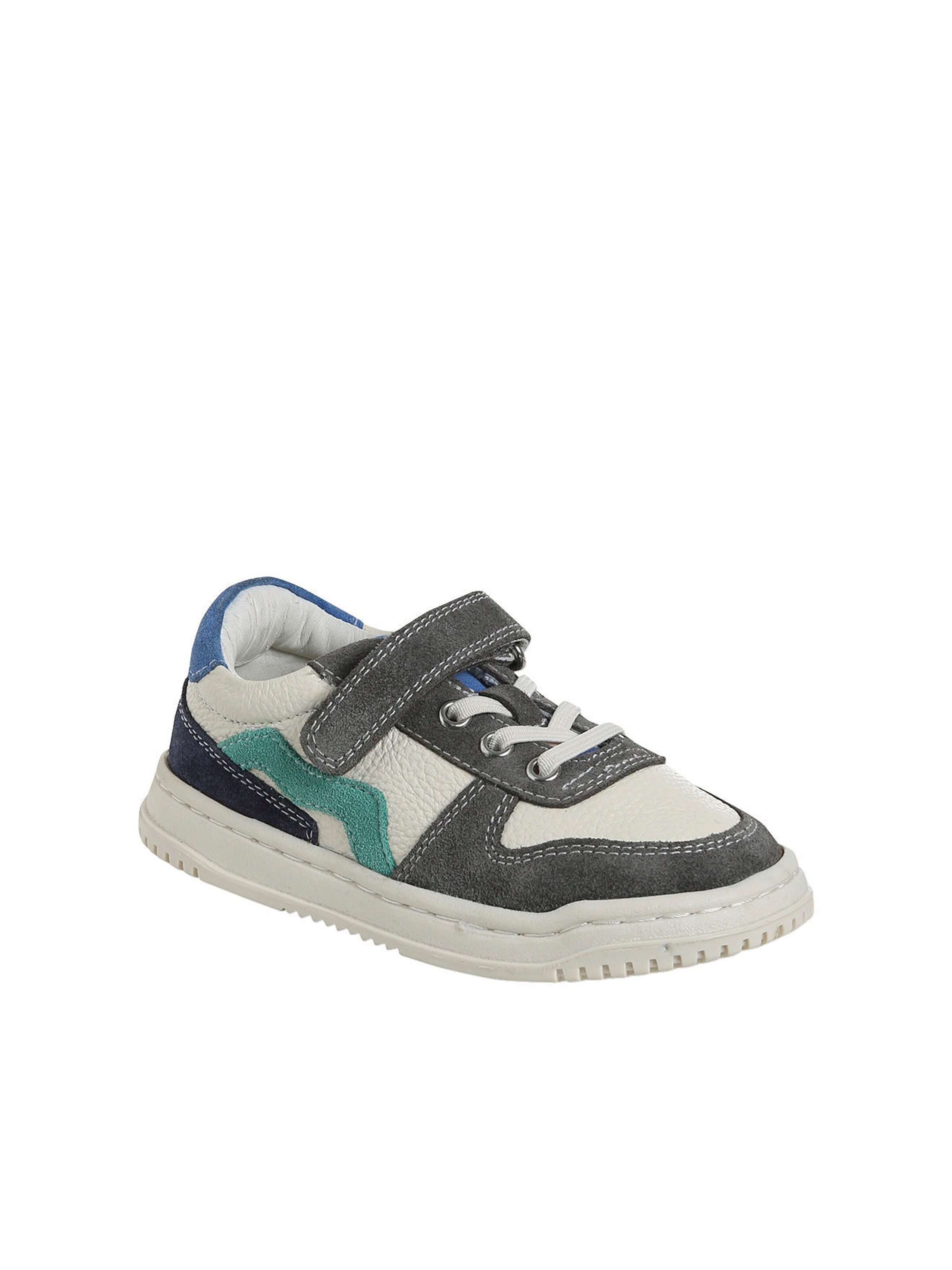 Vertbaudet Kinder Ledersneakers mit Anziehtrick und elastischer Schnürung set weiß