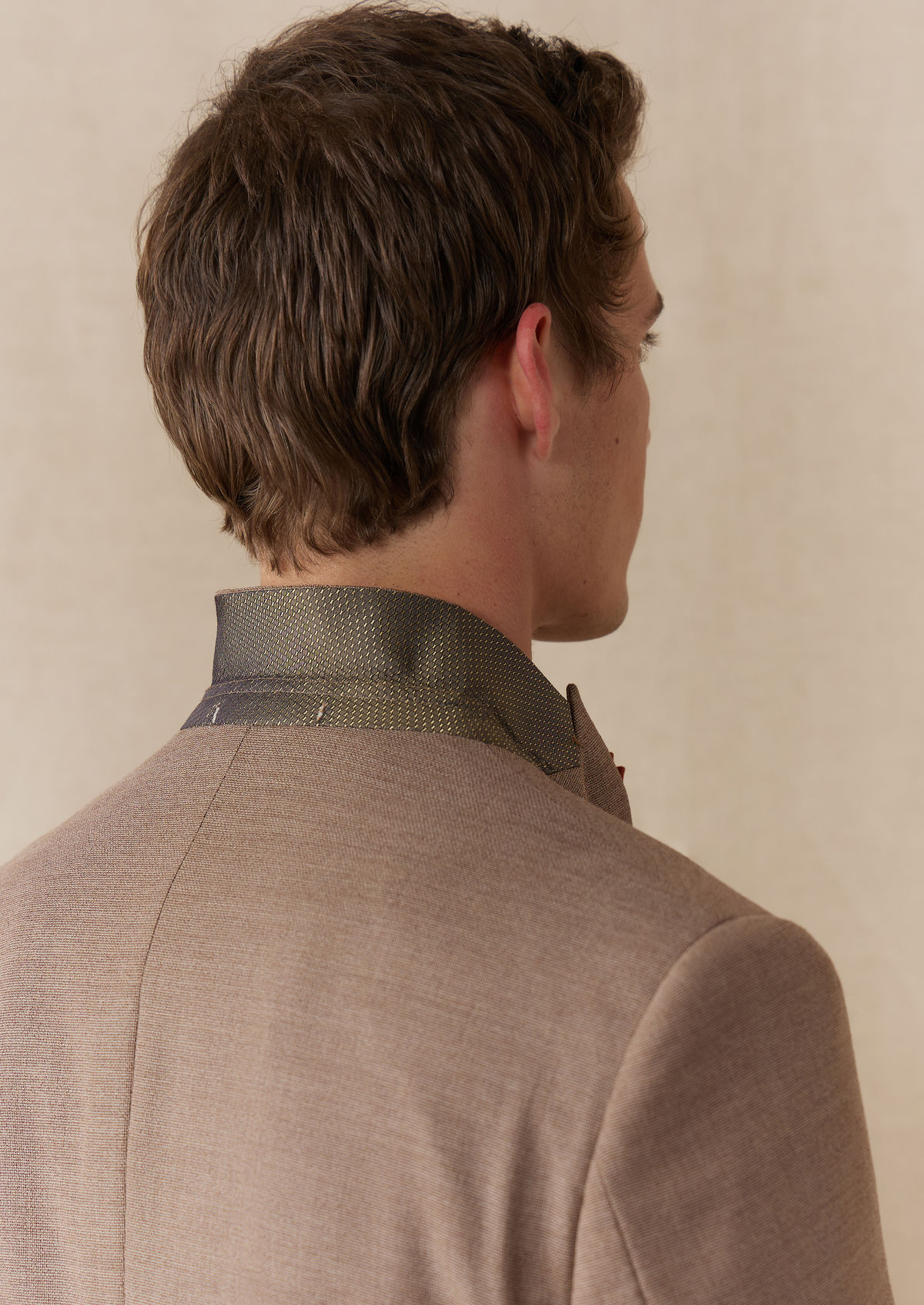 Costume 2 pièces Slim en laine et soie stretch unies terracotta