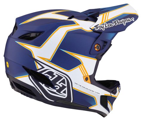 Casque Intégral Troy Lee Designs D4 Composite Mips Matrix Bleu/Blanc S (54-55 cm)