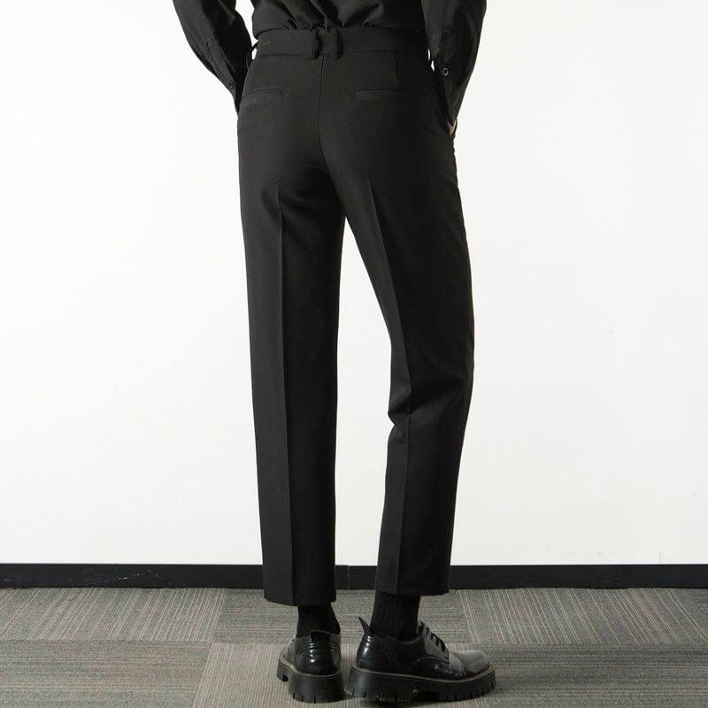 Fireon - Mid Rise Plain Cropped Tapered Dress Pants