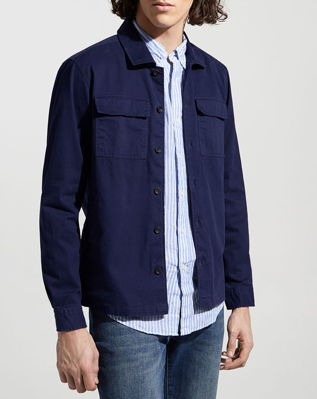 Hackett London Surchemise en Twill Canvas bleu marine