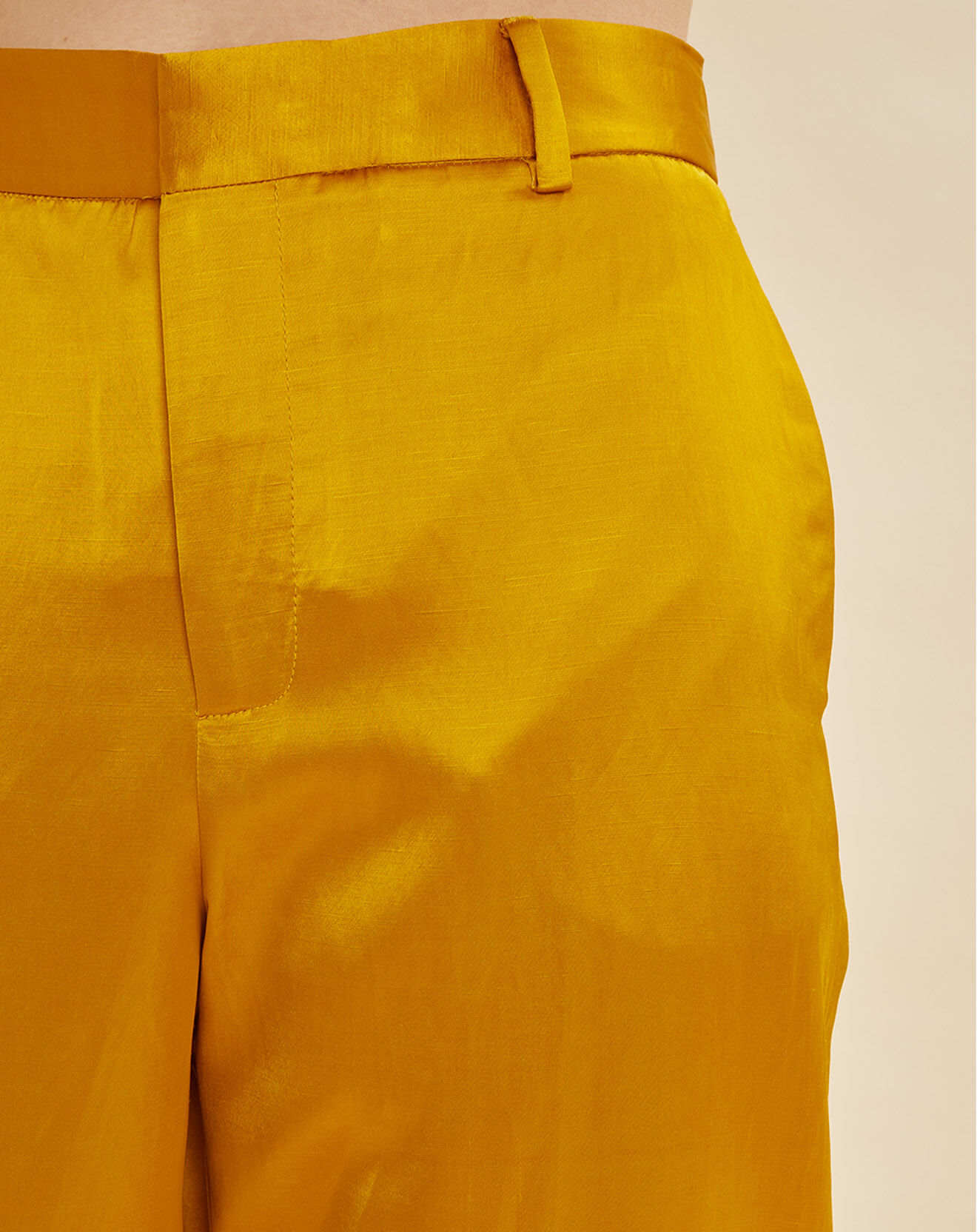 Chloé Stora Pantalon satiné en Lin mélangé Pavel jaune