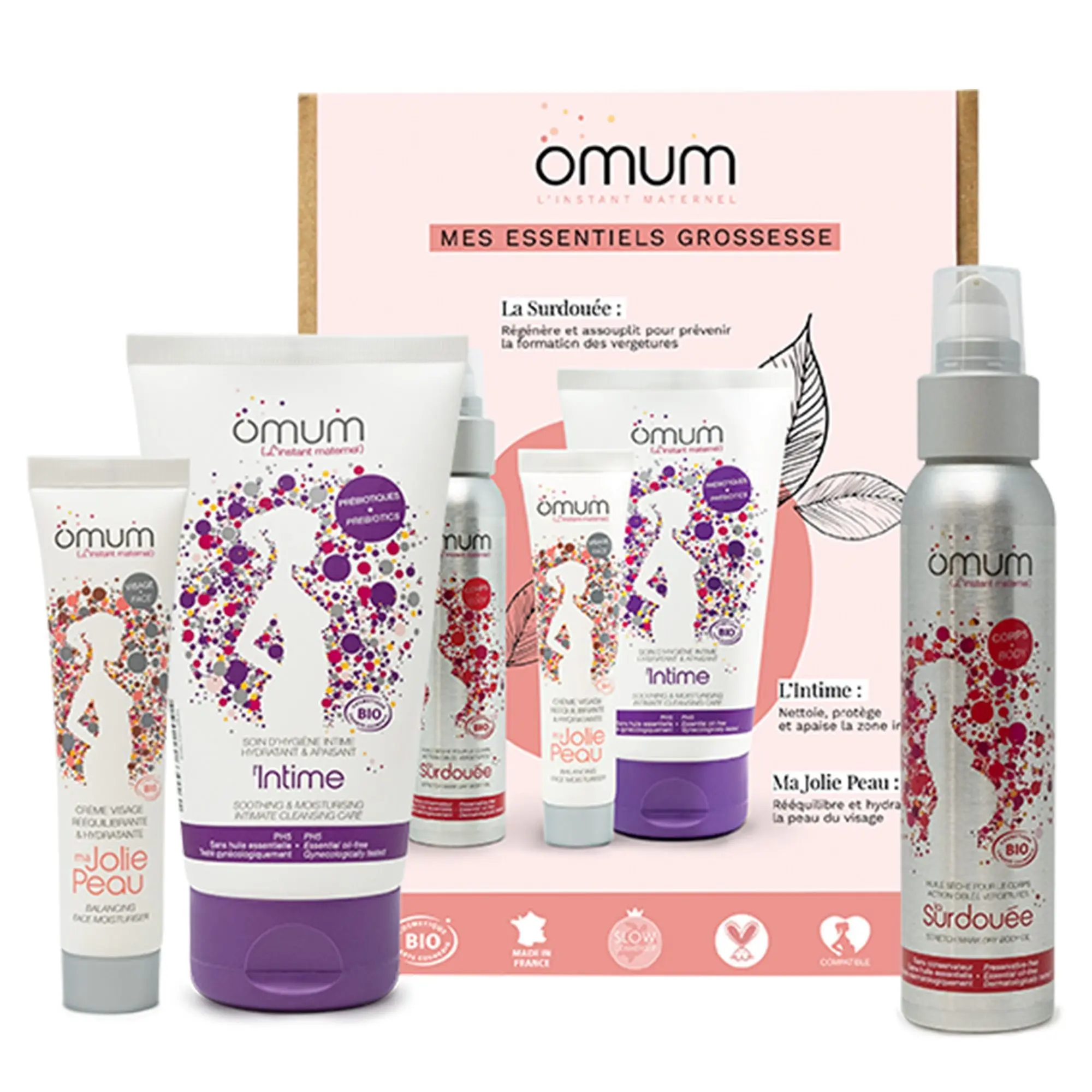 Omum - Coffret Mes Essentiels Grossesse Coffret Soin Corps et Visage BIO- Femme