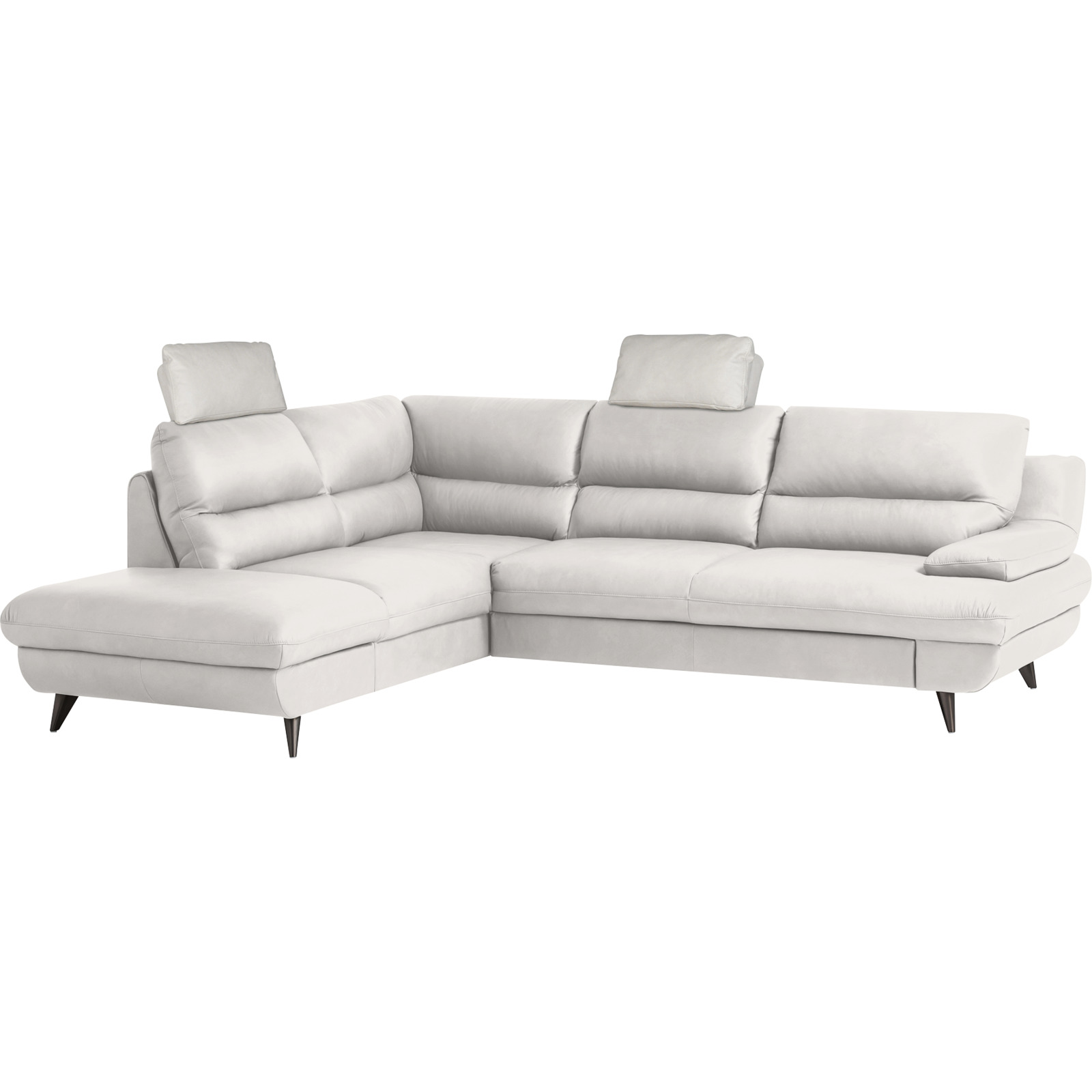Ecksofa Pike Leder, Ottomane links hellgrau