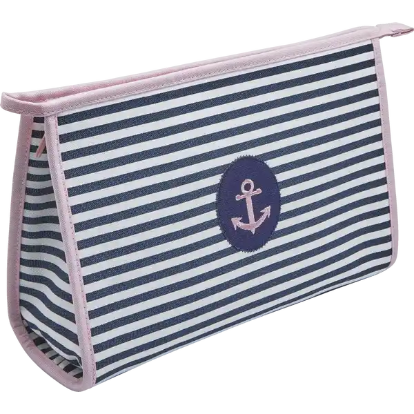 Damen Kulturtasche dunkelblau / weiss / rosa