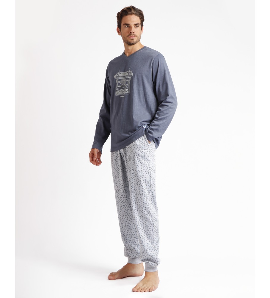 Pijama de manga comprida Antonio Miro Gray Typewriter