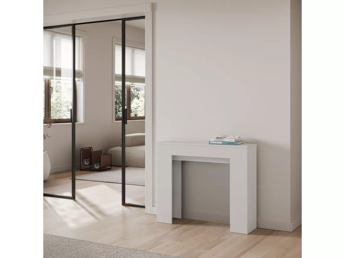Console Extensible 90x25/181cm Slick Frêne Blanc