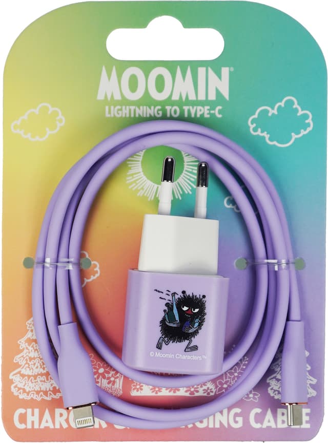 Moomin 20W Lightning til USB-C vægoplader 1m (lilla)