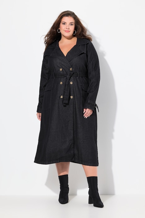 Jeans-Trenchcoat, Reverskragen, Vintage, doppelreihig