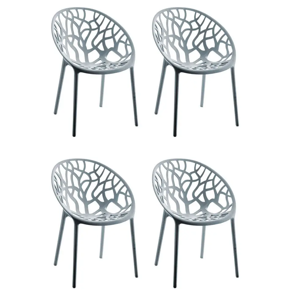 CLP Set van 4 Tuinstoel Hope Kunststof - grijs