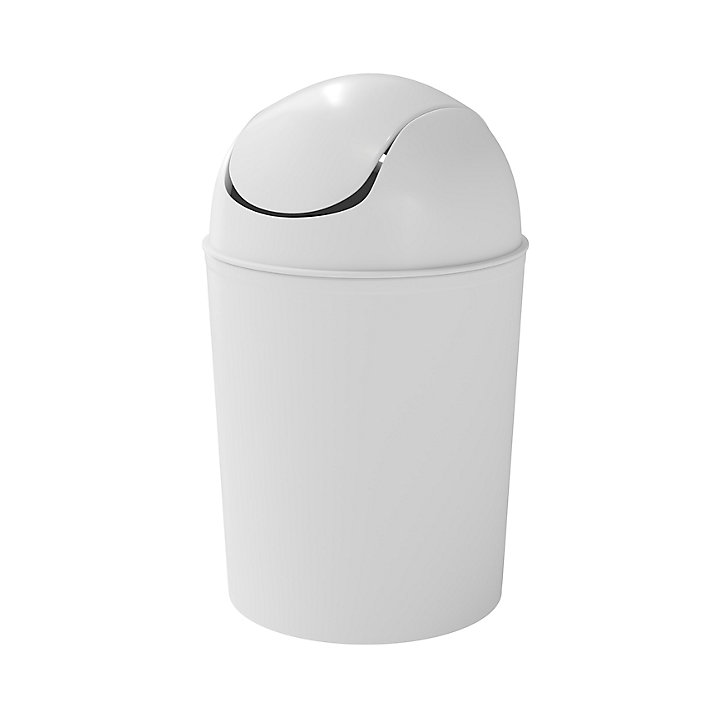 Poubelle de salle de bains ronde 5 litres Glomma en polypropylène coloris blanc Ø19 x H.30,5 cm