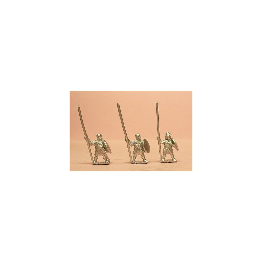 Heavy Infantry in assorted helms with Long Spear & Round Shield