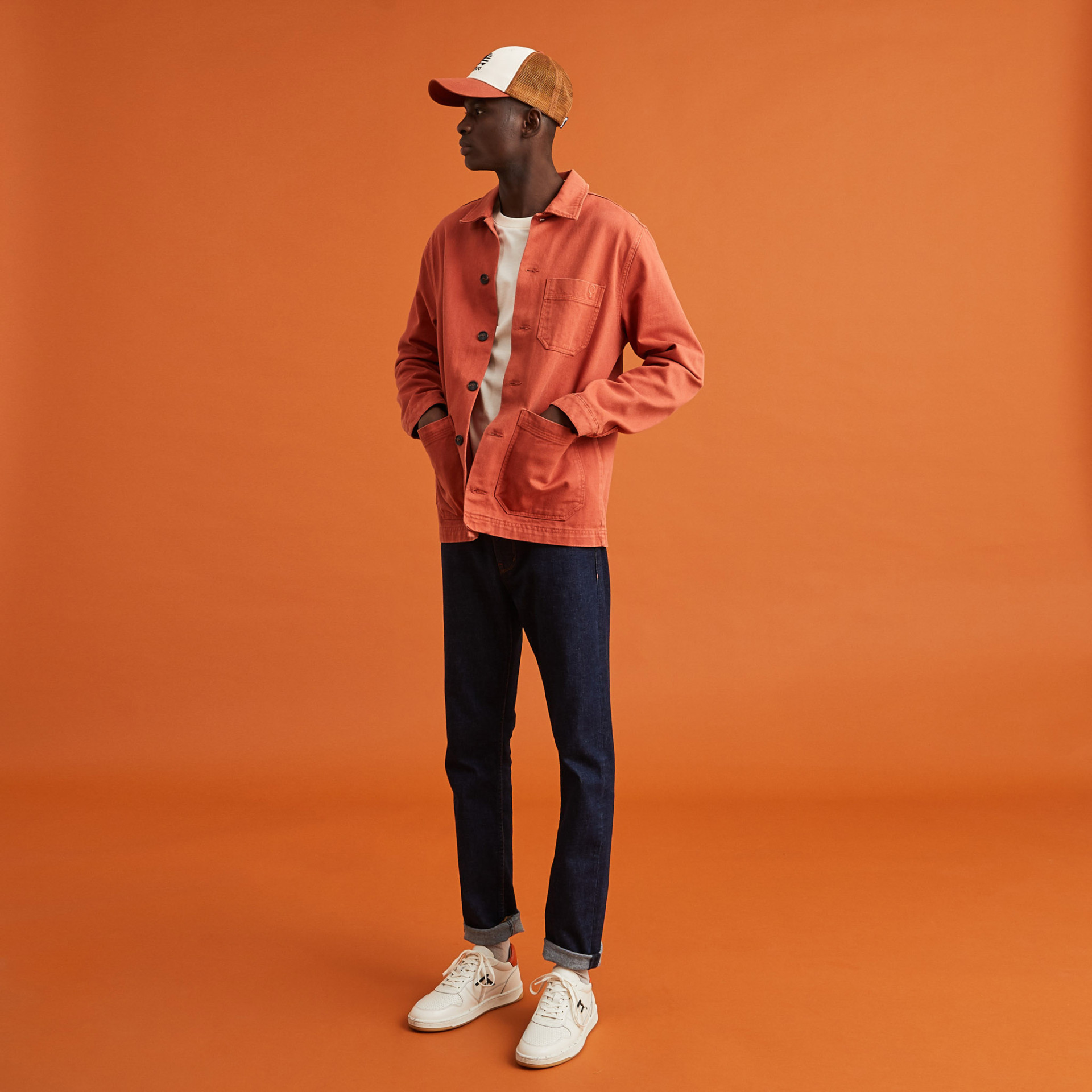 Casquette terracotta & camel Coton et polyester - modèle Cap trucker