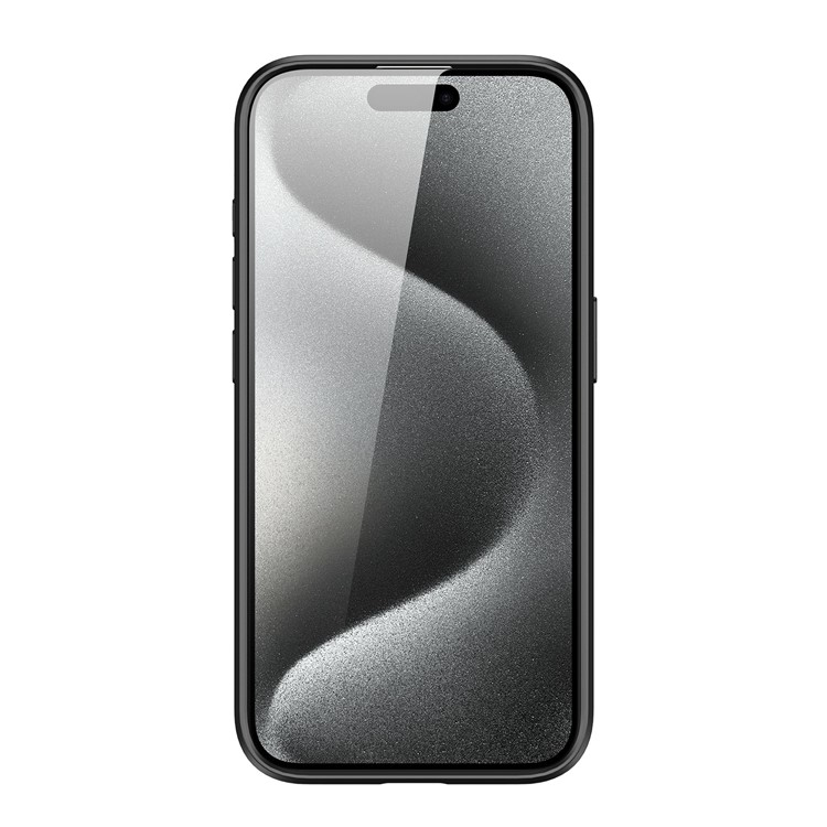 iPhone 15 Pro MagSafe Hybrid Leder Hülle mit Kartenfach   Kickstand Aufsteller (RFID Schutz) - Schwarz