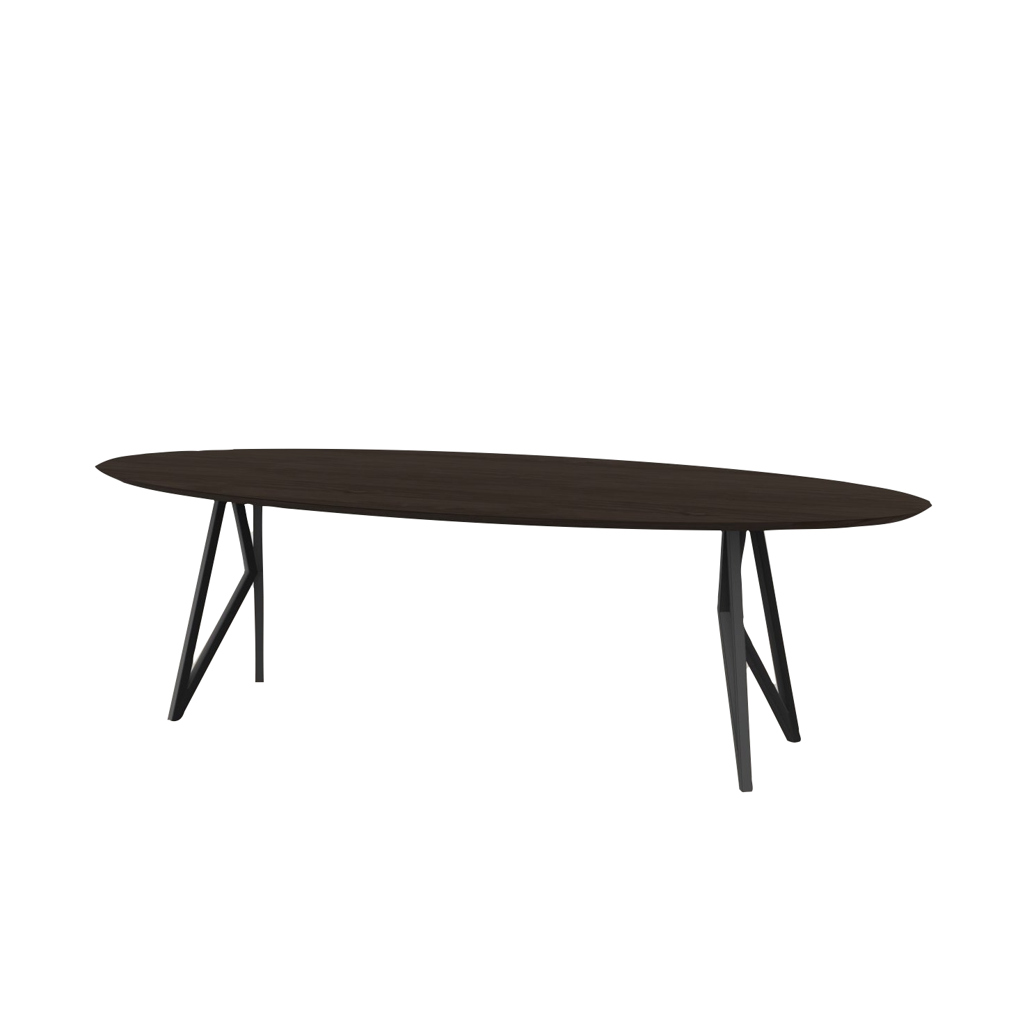Studio HENK tafel Butterfly Ovaal - zwart frame, gerookte beits 260 x 120 | Gerookte Beits | Verjongde Rand | Frame Zwart