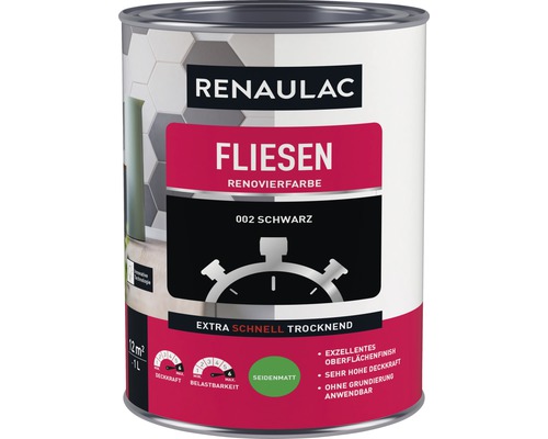 RENAULAC Tegelverf, Satijnzwart, 1 L