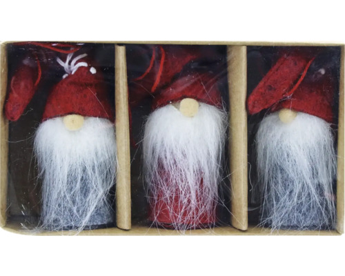 Kerstdecoratie Kerstman vilt rood 3 stuks