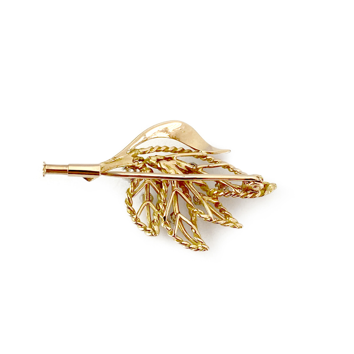 Broche d'occasion or 750 jaune diamants