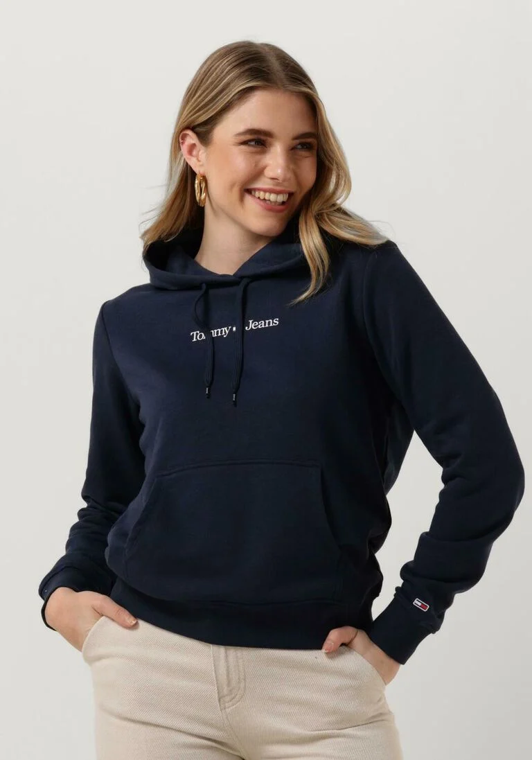 TOMMY JEANS donkerblauwe tommy jeans sweater tjw reg serif linear hoodie
