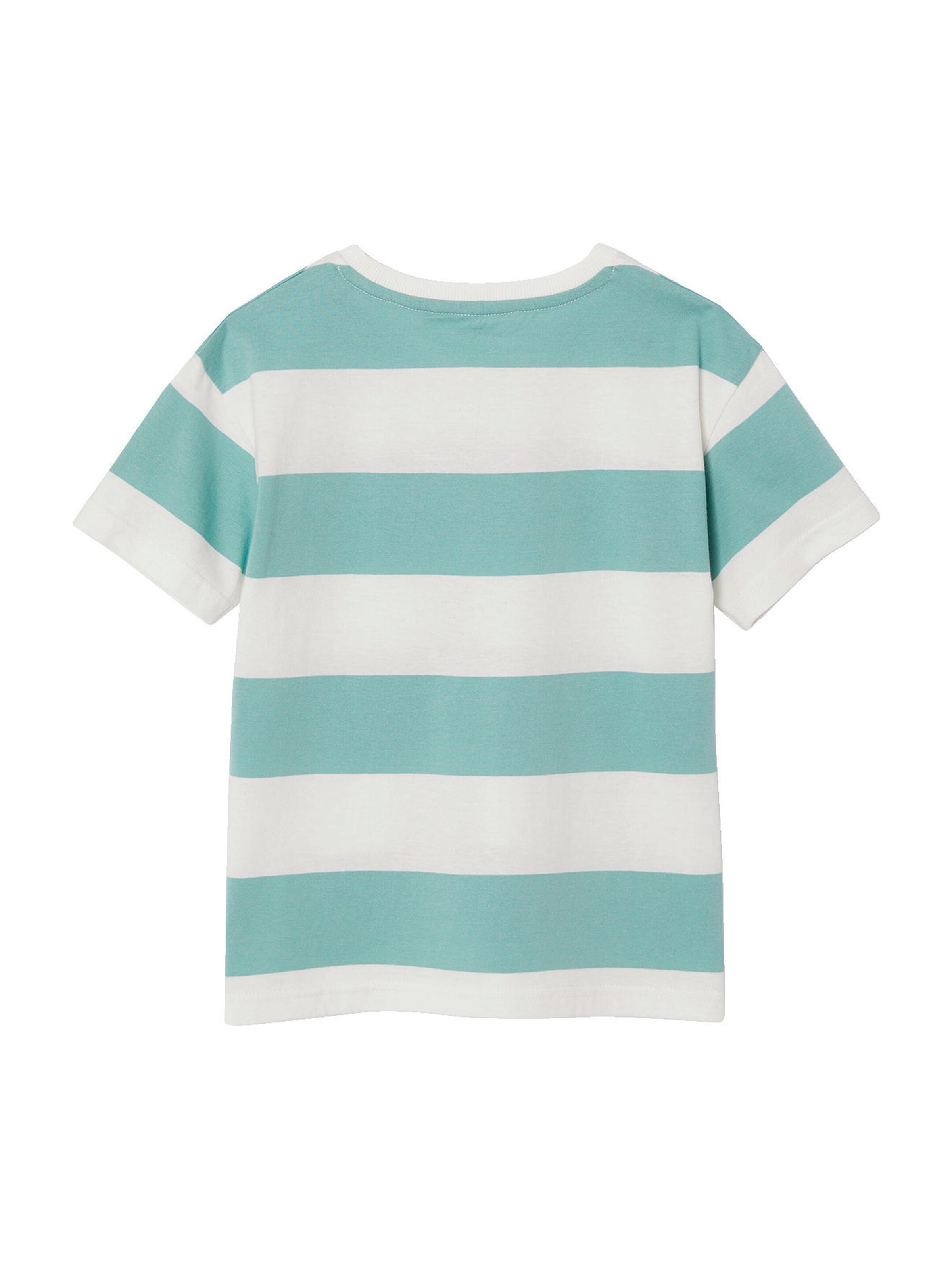 Vertbaudet Jungen T-Shirt mit breiten Streifen und Recycling-Baumwolle grün gestreift