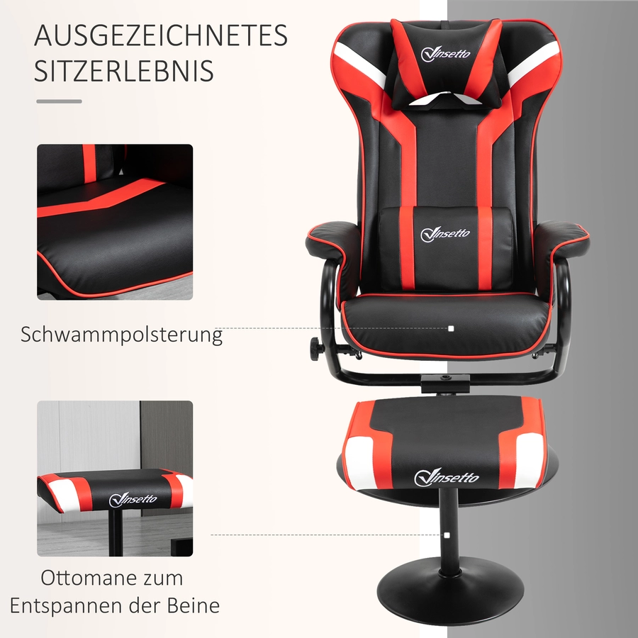 HOMCOM Relaxsessel mit Hocker schwarz, rot