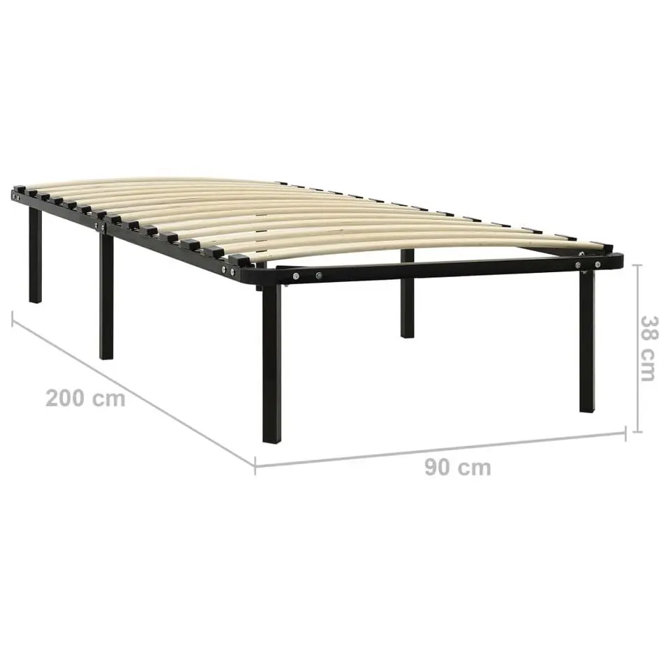 vidaXL - Bed frame met hout lattenbodem - Zwart - Metaal - 90x200 cm
