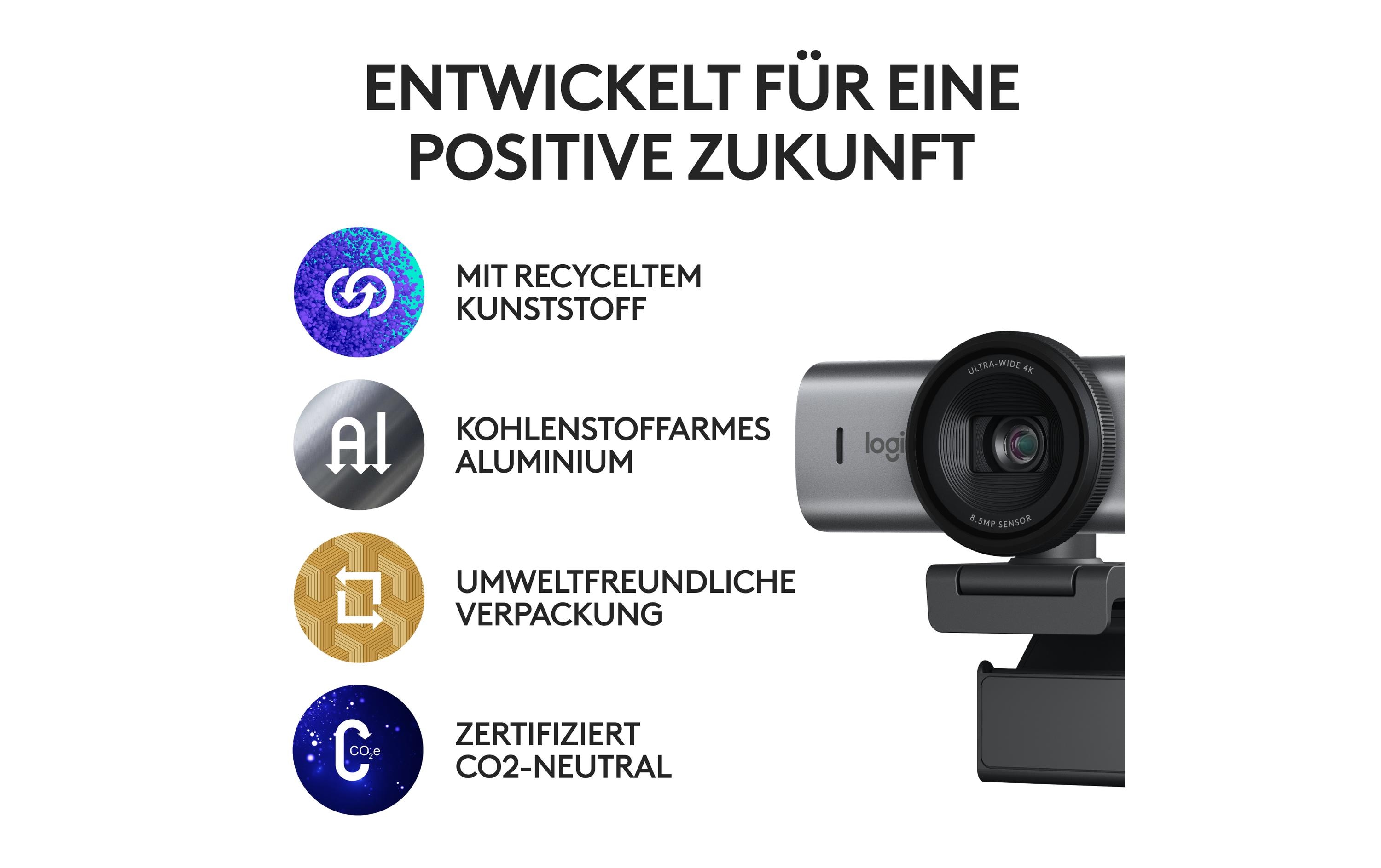 Webcam MX Brio 4K Graphite<br>4K-Webcam mit KI-gesteuerten Funktionen und erstklassiger Bildqualität