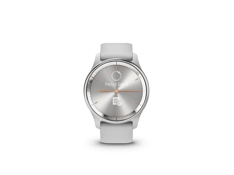 GARMIN Sportuhr Vivomove Trend Weiss/Weiss glanz Hybrid-Smartwatch